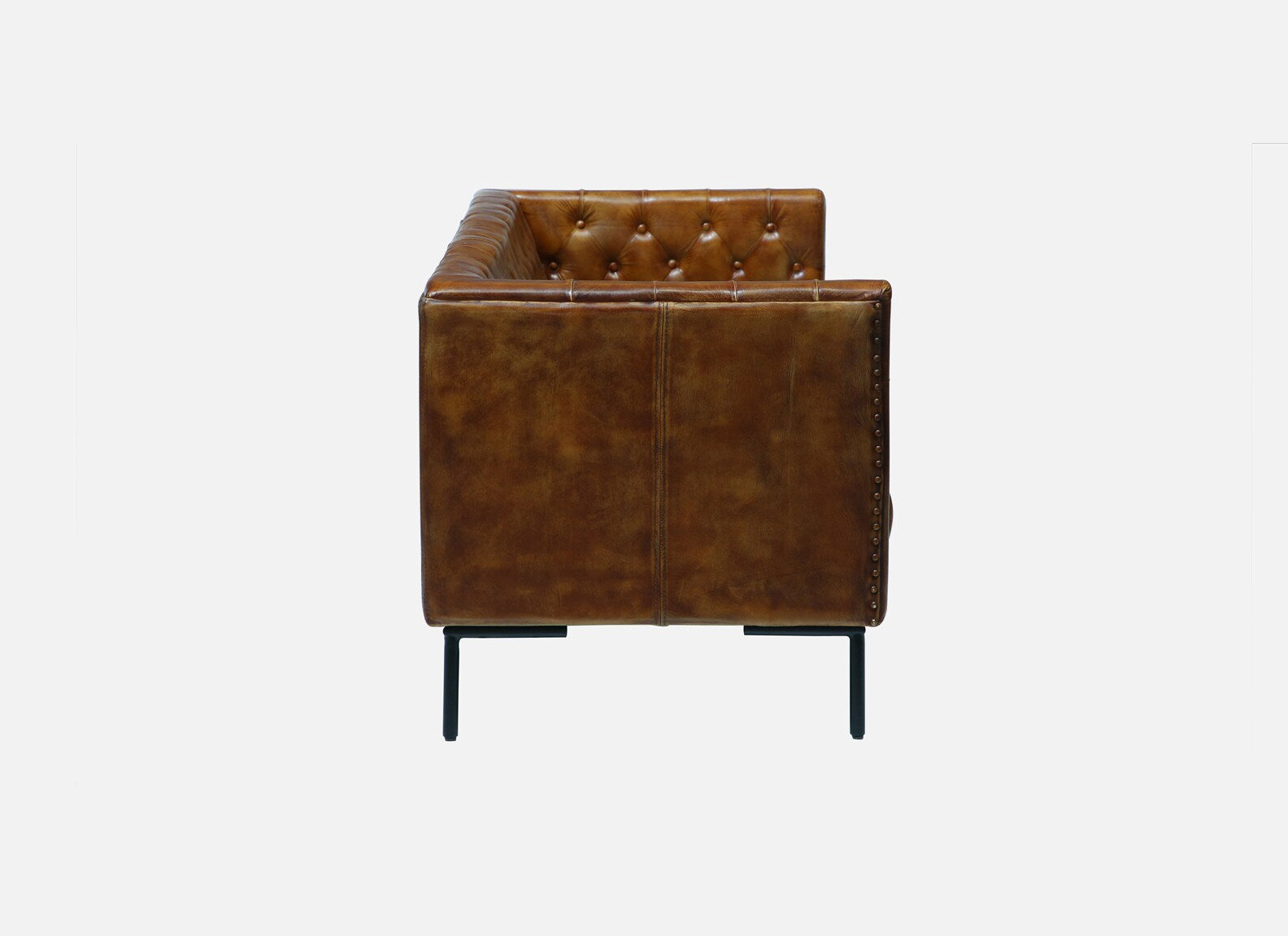 Leather Sofa 3 Seater in Tan Finish - side view