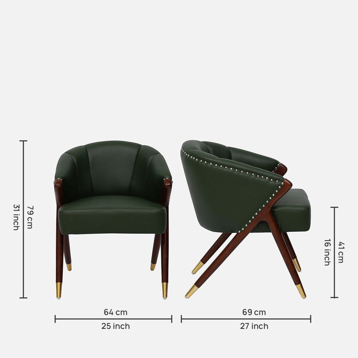 Lucy Leatherette Dining Chair - Leatherette Green Arm Chair With Solid Wood Base Dimensions