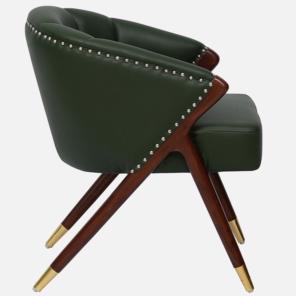 Lucy Leatherette Dining Chair - Leatherette Green Arm Chair With Solid Wood Base S View