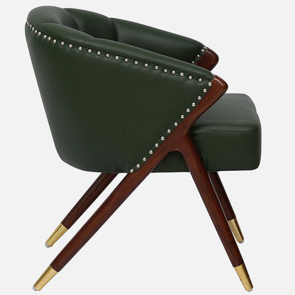 Lucy Leatherette Dining Chair - Leatherette Green Arm Chair With Solid Wood Base S View