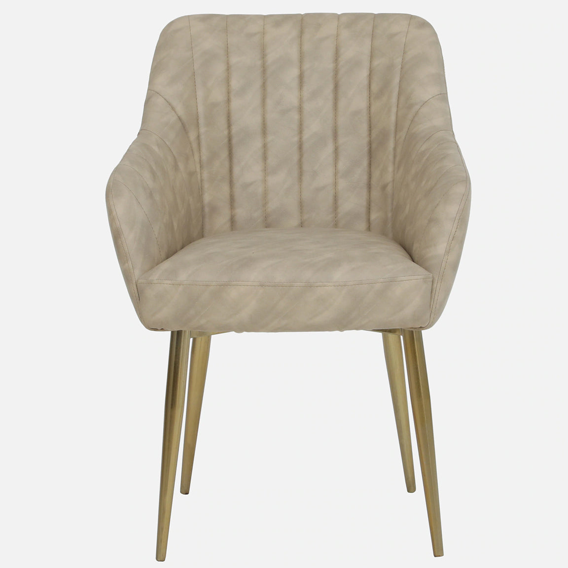 Leatherette Seat and Metal Legs Chair in Gold Finish - front view