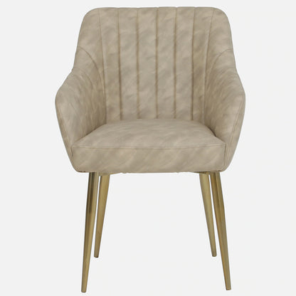 Leatherette Seat and Metal Legs Chair in Gold Finish - front view