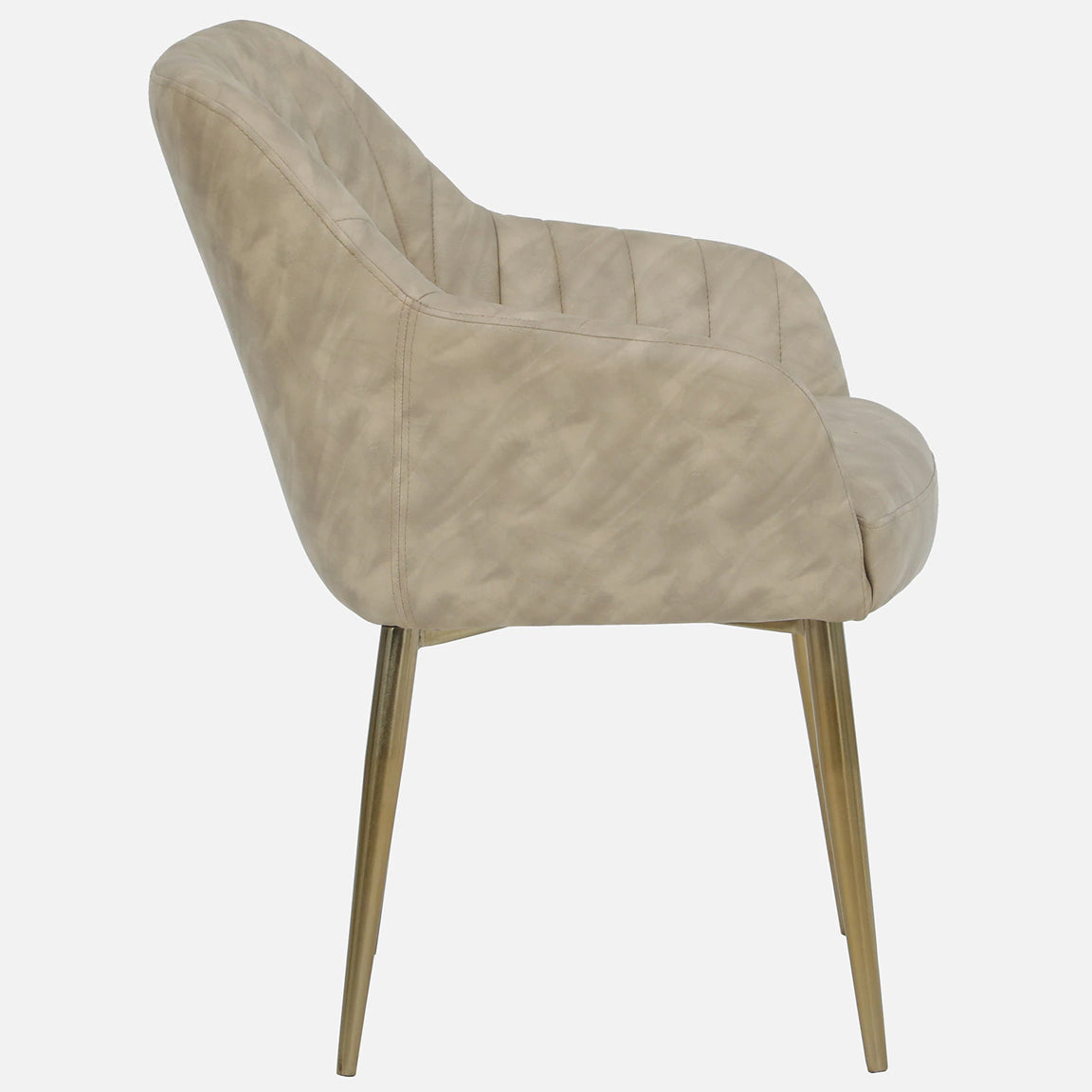 Leatherette Seat and Metal Legs Chair in Gold Finish - side view
