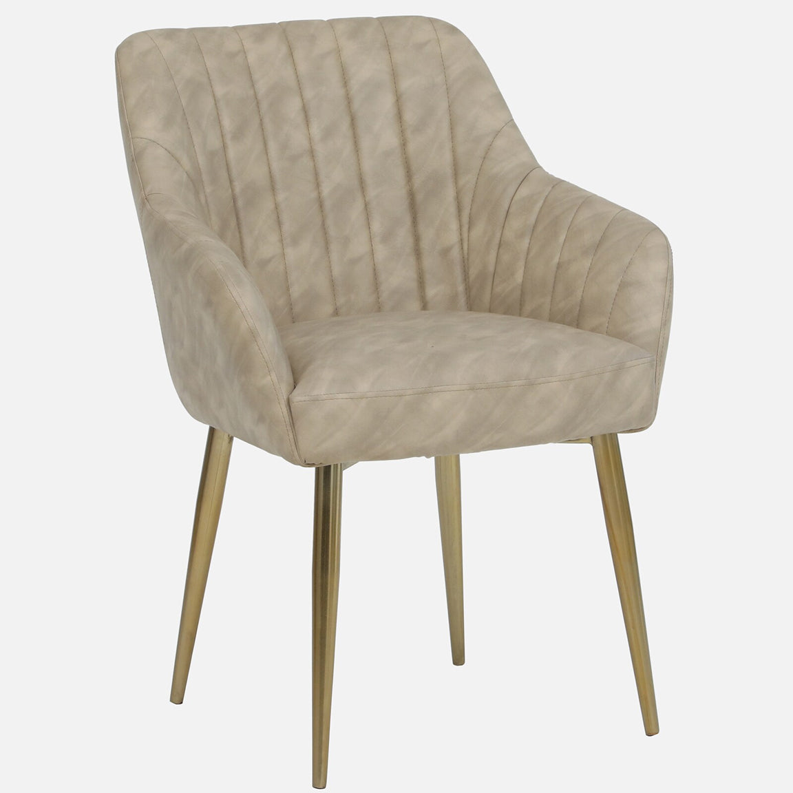 Leatherette Seat and Metal Legs Chair in Gold Finish