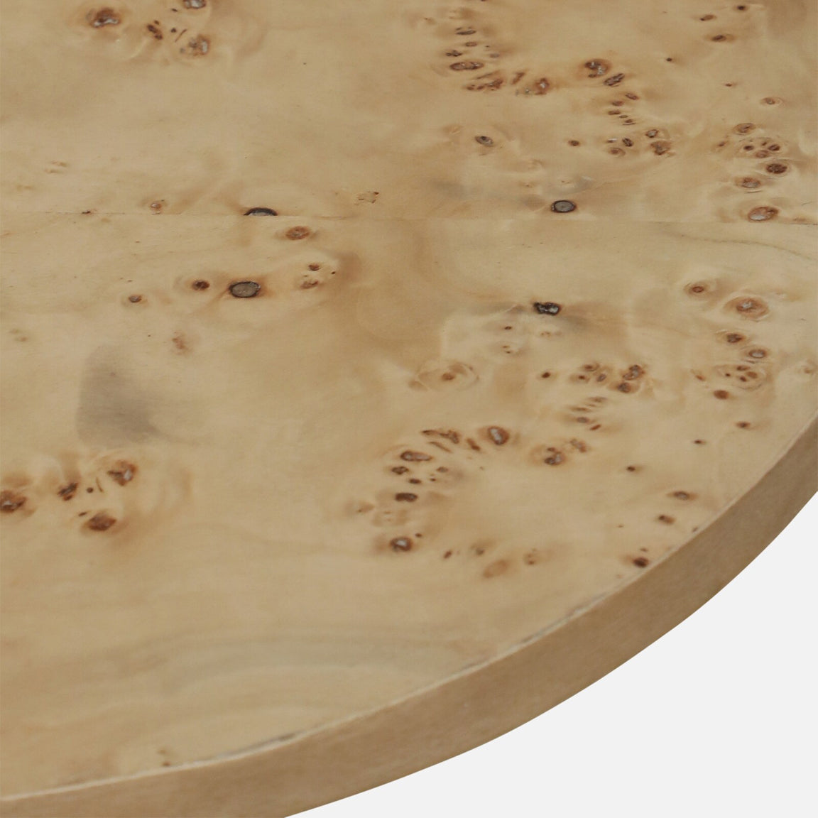 Mappa Burl Veneer Side Table in Natural Finish - close-up detail