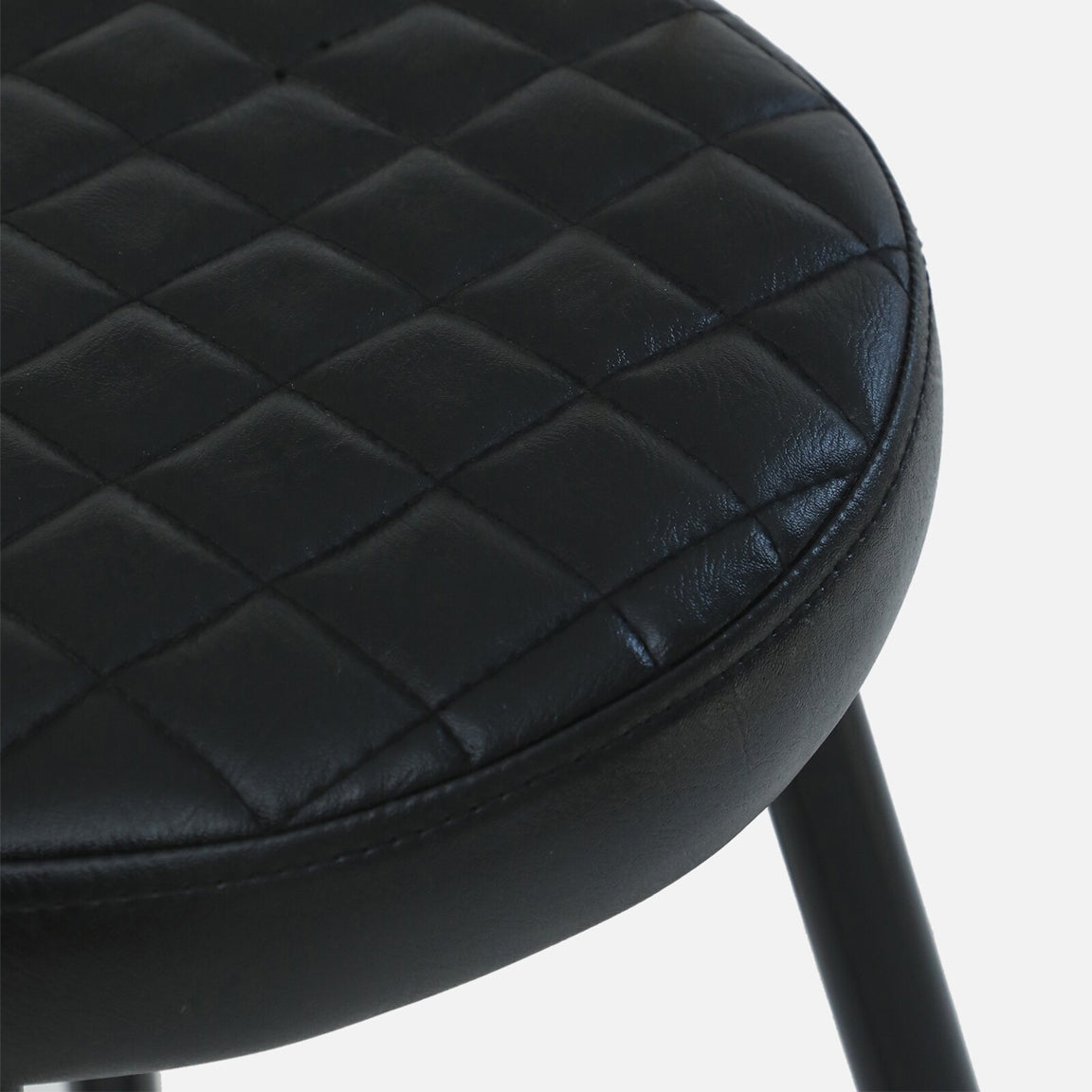 Mint Metal Bar Chair with Golden Back-rest - Metal Bar Chair In Black Leather Seat And Legs With Golden Backrest B View