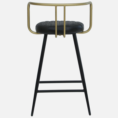 Mint Metal Bar Chair with Golden Back-rest - Metal Bar Chair In Black Leather Seat And Legs With Golden Backrest Bk View