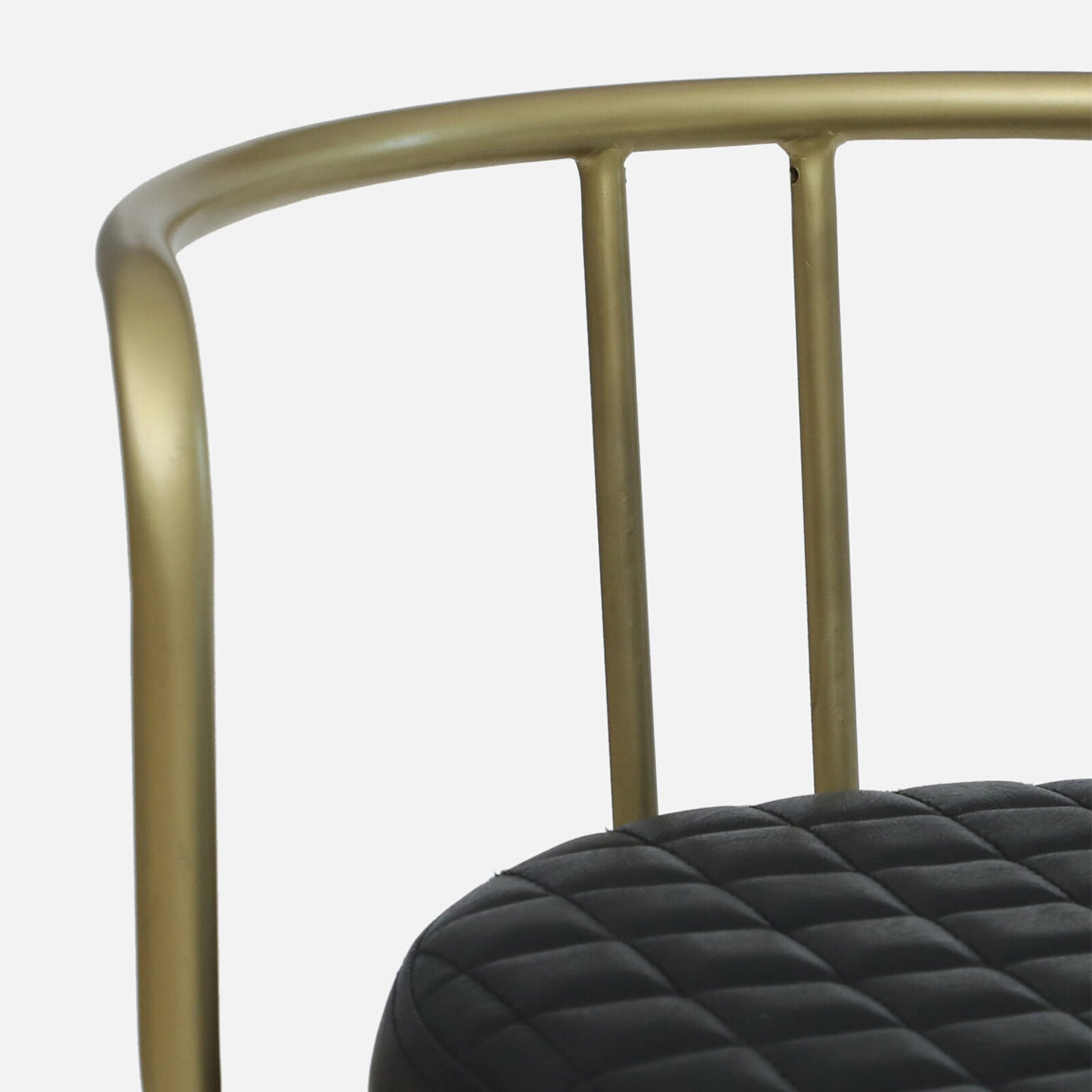 Mint Metal Bar Chair with Golden Back-rest - Metal Bar Chair In Black Leather Seat And Legs With Golden Backrest C View