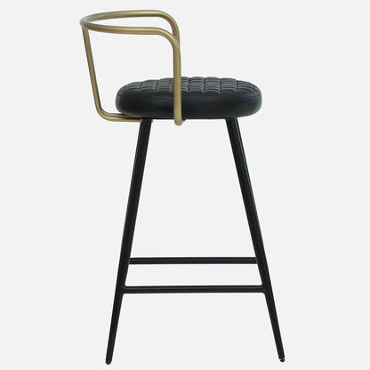 Mint Metal Bar Chair with Golden Back-rest - Metal Bar Chair In Black Leather Seat And Legs With Golden Backrest S View