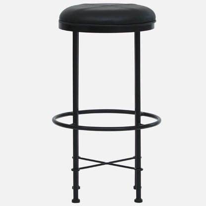 Mint Metal Bar Chair without Back-rest - Metal Bar Chair In Black Leatherette Seat And Legs F View