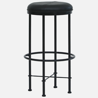 Mint Metal Bar Chair without Back-rest - Metal Bar Chair In Black Leatherette Seat And Legs
