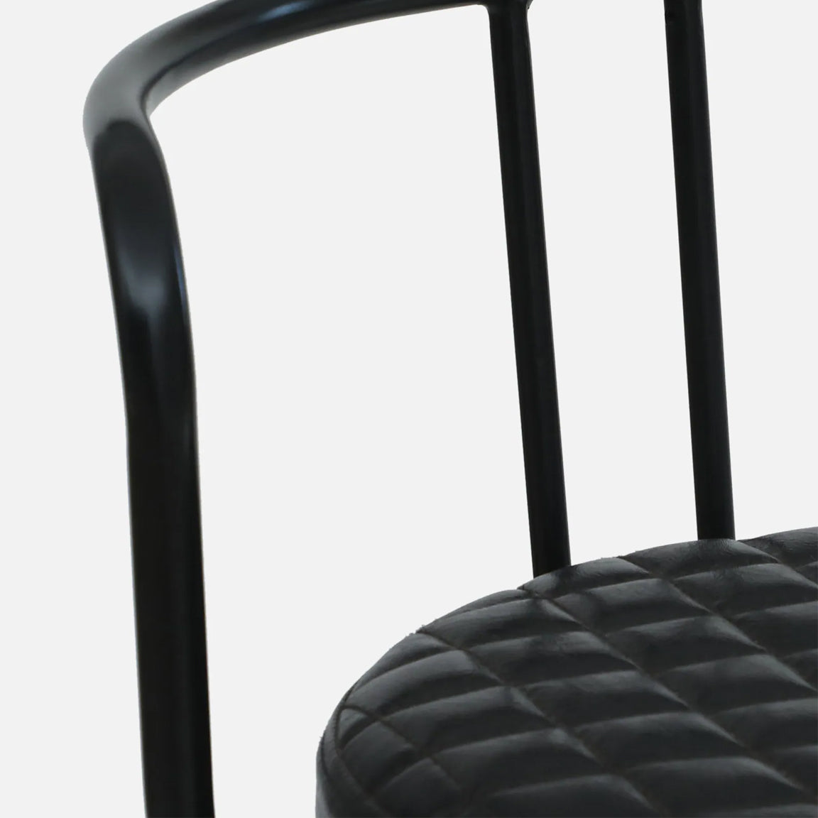 Mint Metal Bar Chair with Black Back-rest - Metal Bar Chair With Black Leather Seat And Legs C View