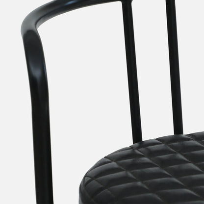 Mint Metal Bar Chair with Black Back-rest - Metal Bar Chair With Black Leather Seat And Legs C View