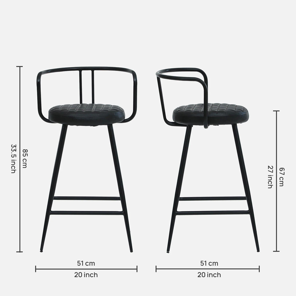 Mint Metal Bar Chair with Black Back-rest - Metal Bar Chair With Black Leather Seat And Legs Dimensions