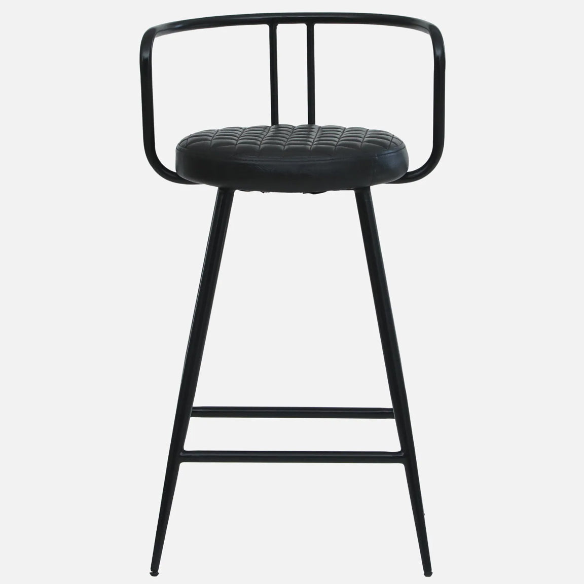 Mint Metal Bar Chair with Black Back-rest - Metal Bar Chair With Black Leather Seat And Legs F View