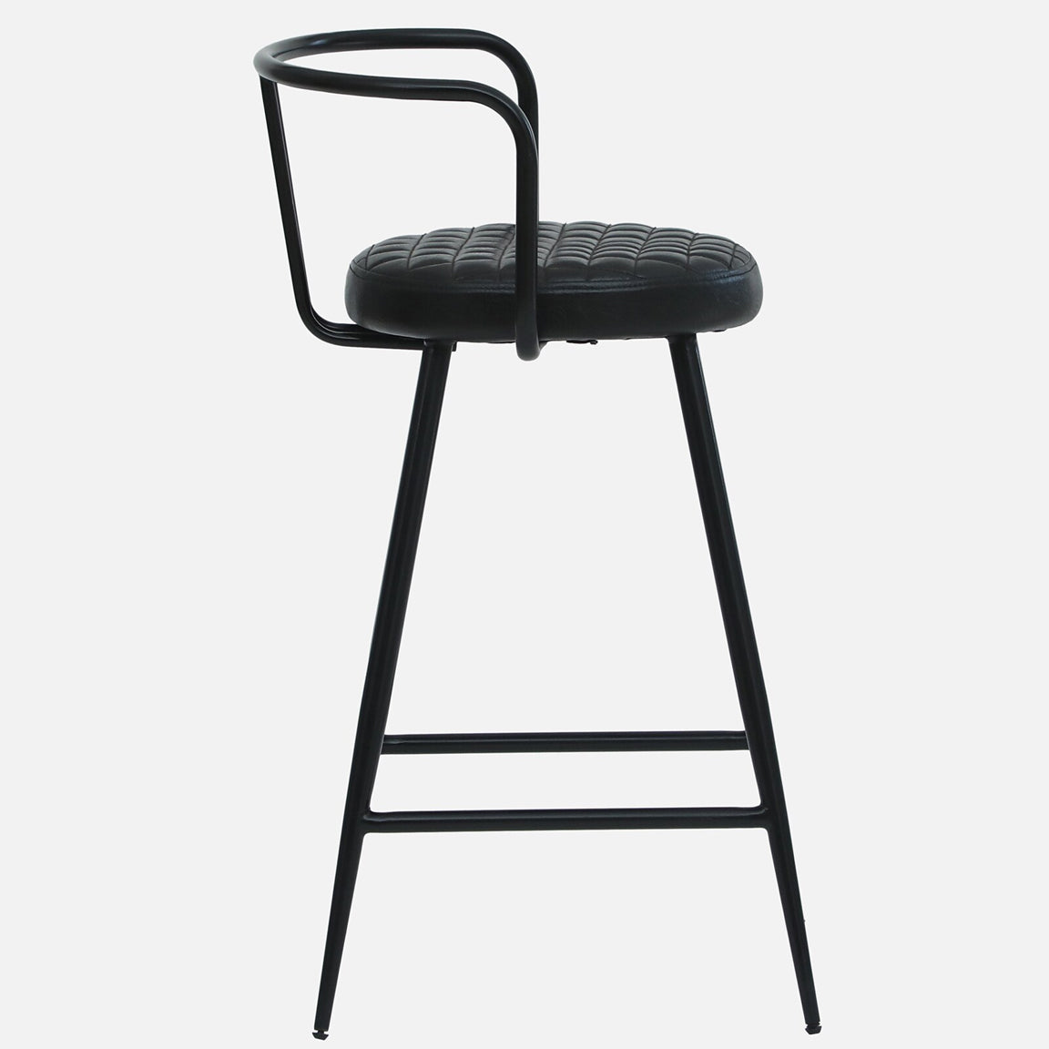Mint Metal Bar Chair with Black Back-rest - Metal Bar Chair With Black Leather Seat And Legs S View