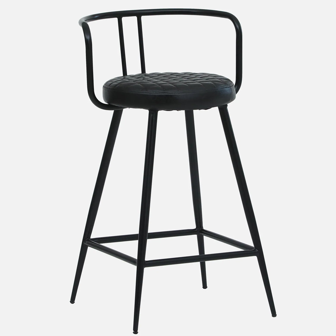Mint Metal Bar Chair with Black Back-rest - Metal Bar Chair With Black Leather Seat And Legs