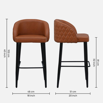 Buck Leatherette Bar Chair - Metal Bar Chair With Leatherette Seat And Black Legs Dimensions