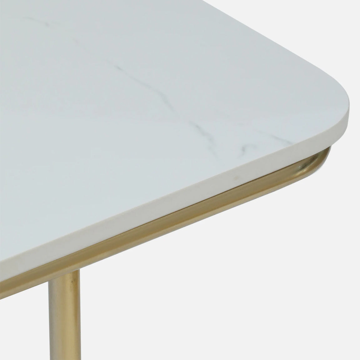 Aura Rectangle Metal Console Table - Metal Console Table Gold Electroplated Finish And White Porcelain Top C View
