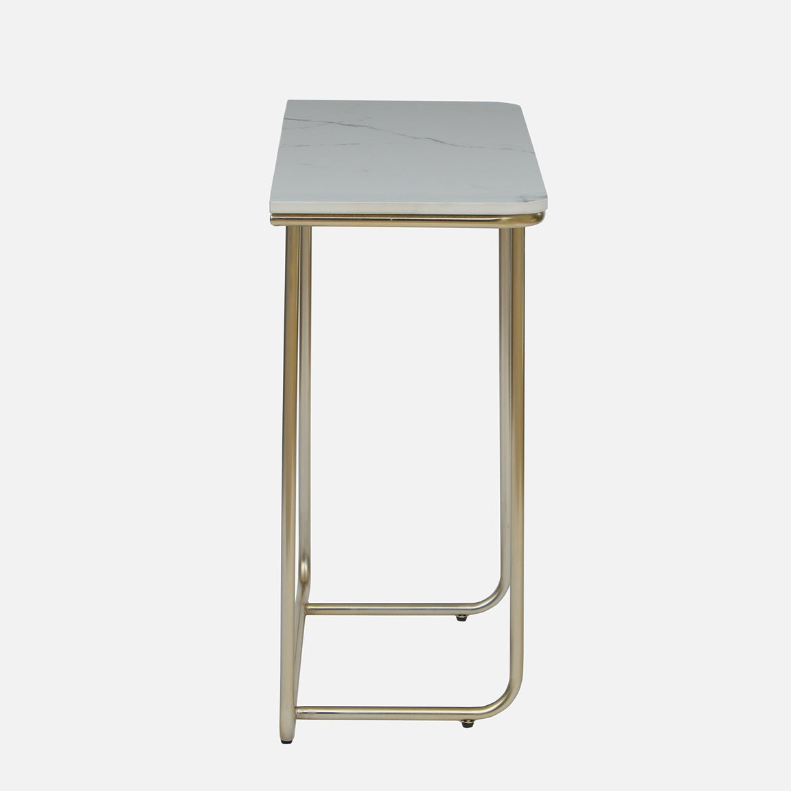 Aura Rectangle Metal Console Table - Metal Console Table Gold Electroplated Finish And White Porcelain Top S View