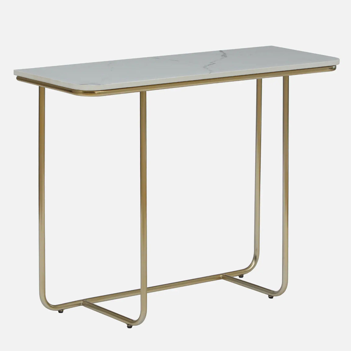 Aura Rectangle Metal Console Table - Metal Console Table Gold Electroplated Finish And White Porcelain Top