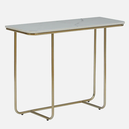 Aura Rectangle Metal Console Table - Metal Console Table Gold Electroplated Finish And White Porcelain Top