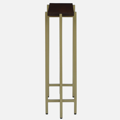 Maya Rectangle Metal Console Table - Metal Console Table With Wooden Top And Matte Gold Legs S View
