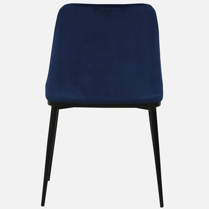 Avila Metal Dining Chair with Black legs (Set of 2) - Metal Dining Chair In Black Powder Coat Legs And Blue Fabric Seat Bk View