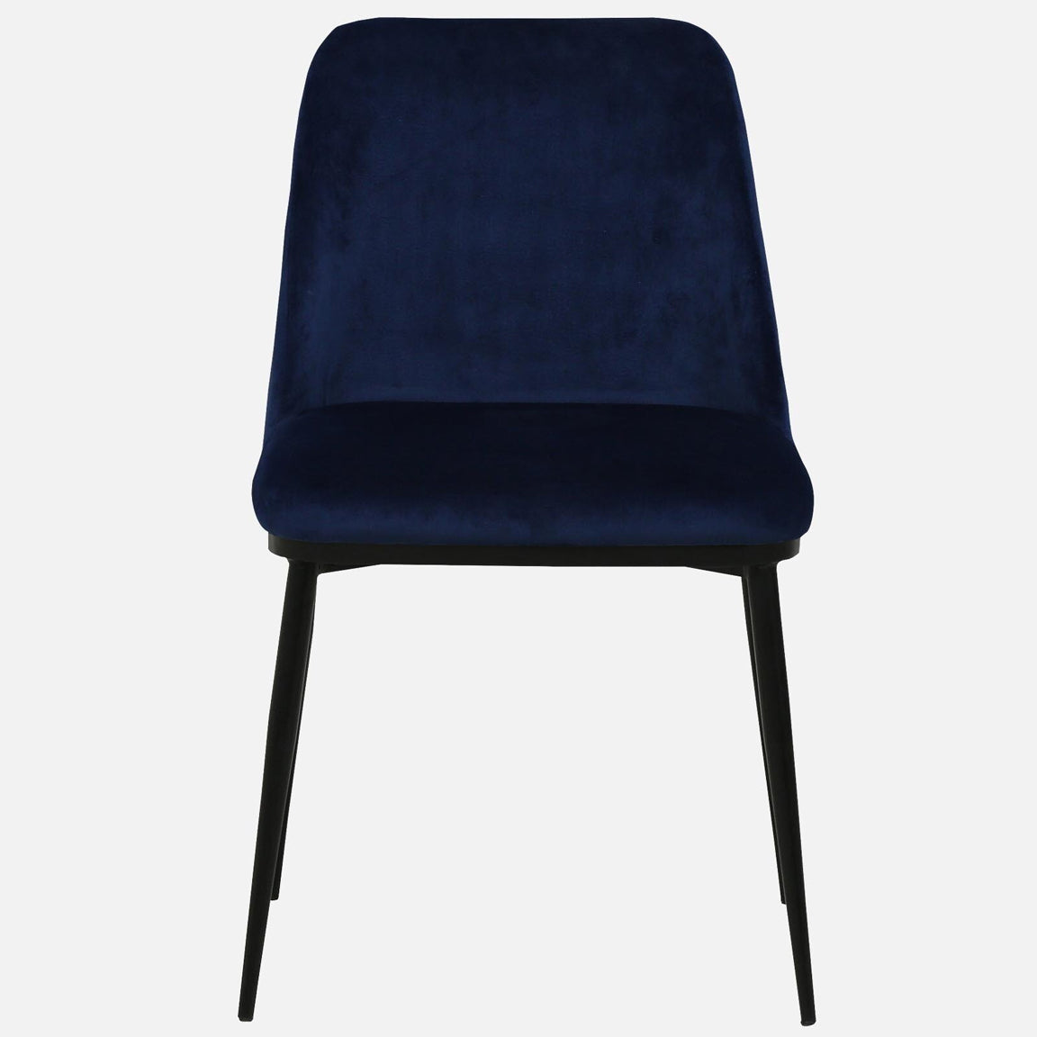 Avila Metal Dining Chair with Black legs (Set of 2) - Metal Dining Chair In Black Powder Coat Legs And Blue Fabric Seat F View