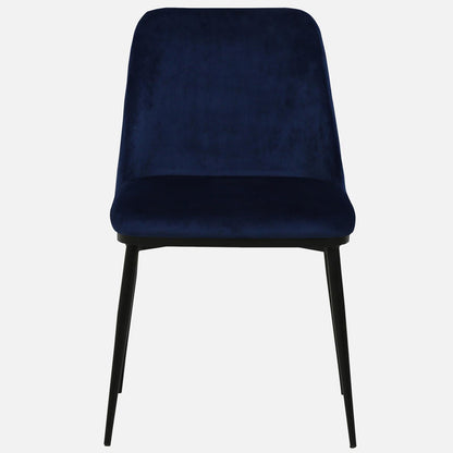 Avila Metal Dining Chair with Black legs (Set of 2) - Metal Dining Chair In Black Powder Coat Legs And Blue Fabric Seat F View