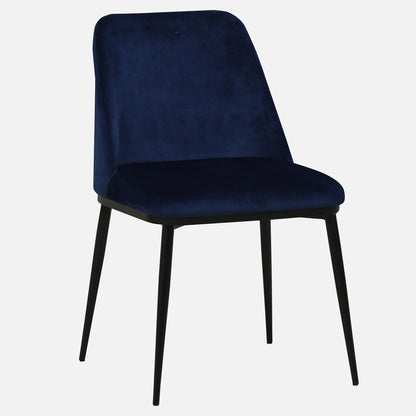 Avila Metal Dining Chair with Black legs (Set of 2) - Metal Dining Chair In Black Powder Coat Legs And Blue Fabric Seat