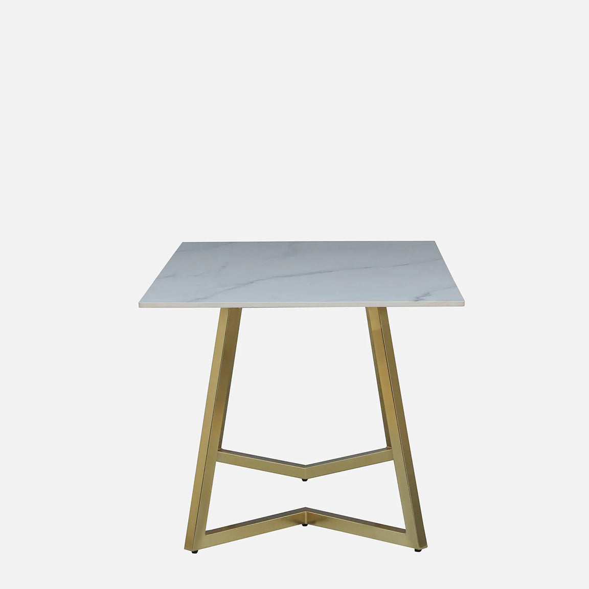 Metallic 6 Seater Dining Table with White Porcelain Top - side view