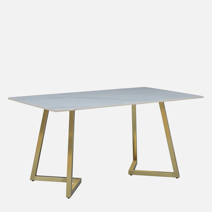 Metallic 6 Seater Dining Table with White Porcelain Top - alternate view 2