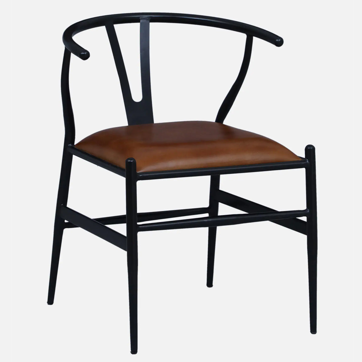 Metallic Black Chair with Tan Finish Leather Seat - alternate view 2