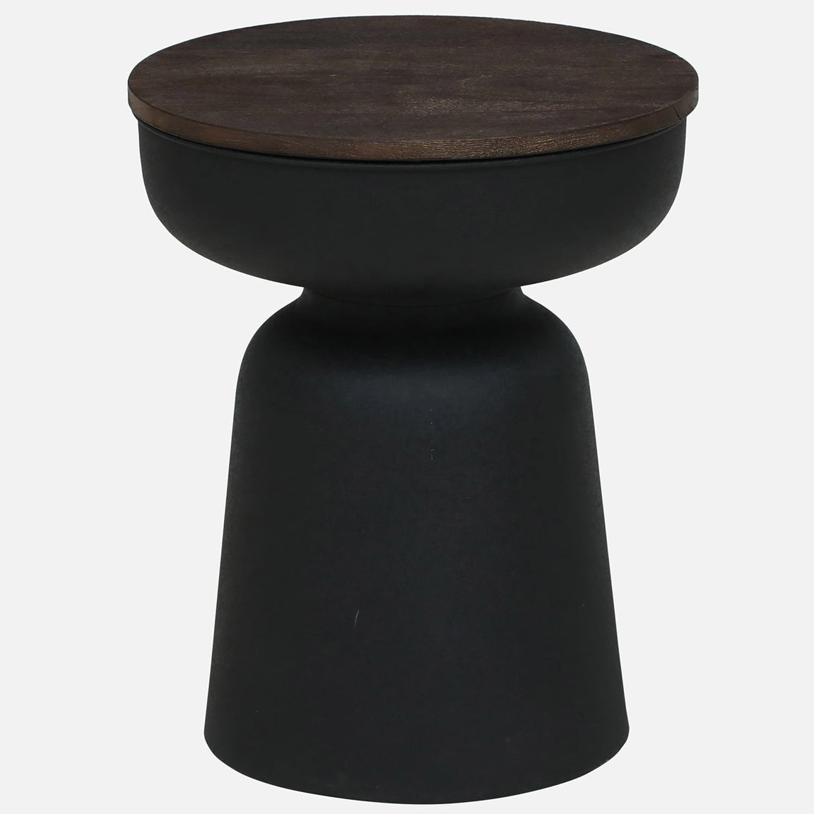 Metallic Black Side Table with Walnut Finish Wood Top - alternate view 2