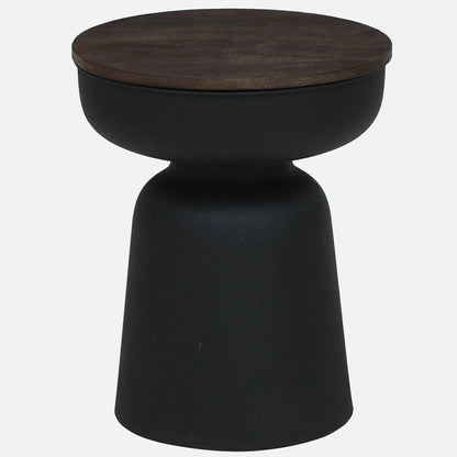 Metallic Black Side Table with Walnut Finish Wood Top - alternate view 2