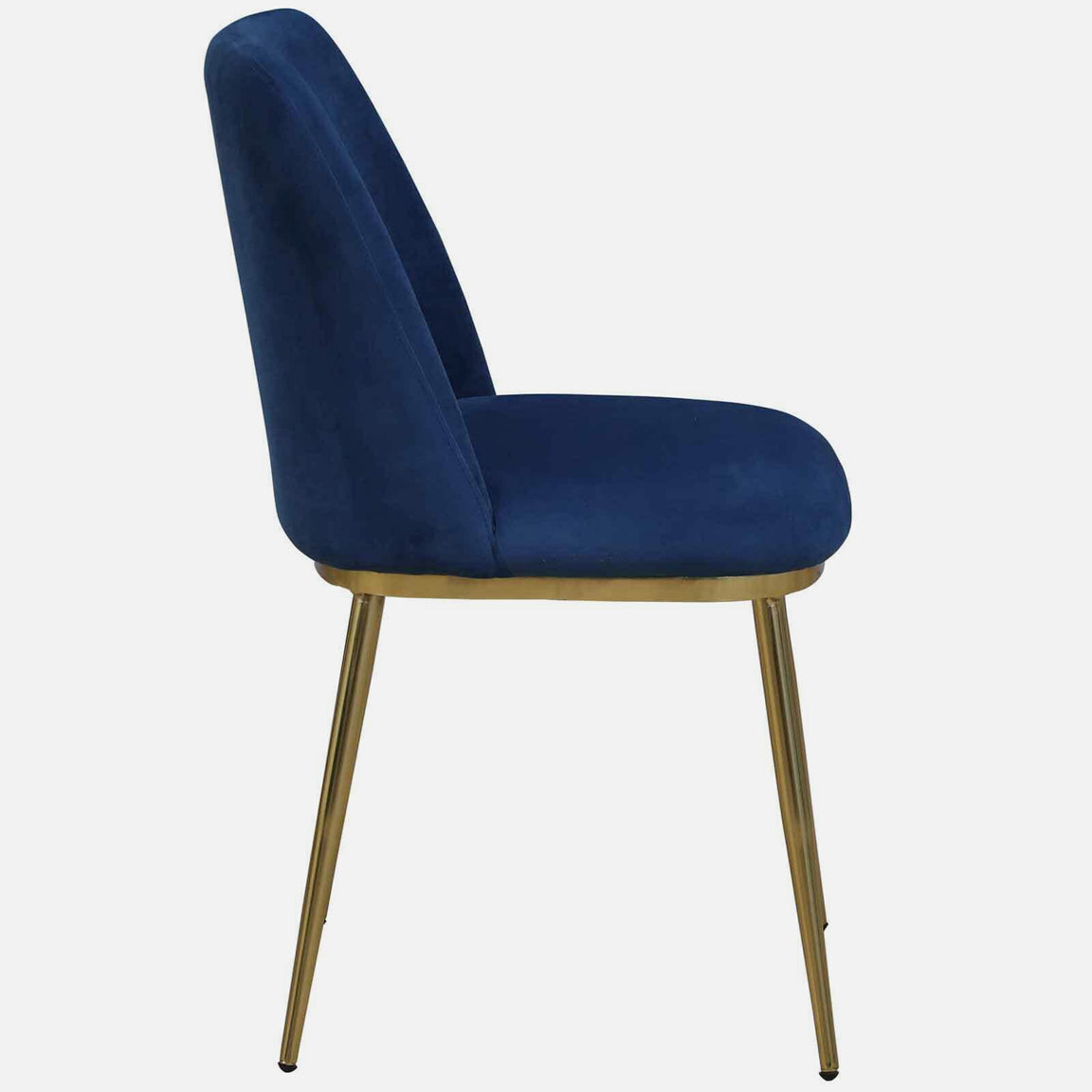 Avila 6 Seater Metallic Dining Set in Glossy Gold and Blue Velvet Chair - Metallic Dining Chair With Blue Fabric And Golden Electroplated Finish S View