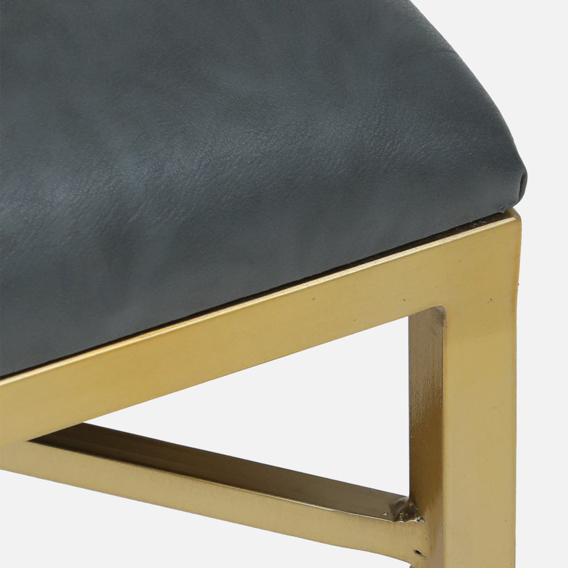 Metallic Dining Chair with Leatherette Upholstery and Matt Gold Finish - detail view