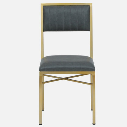 Metallic Dining Chair with Leatherette Upholstery and Matt Gold Finish - front view