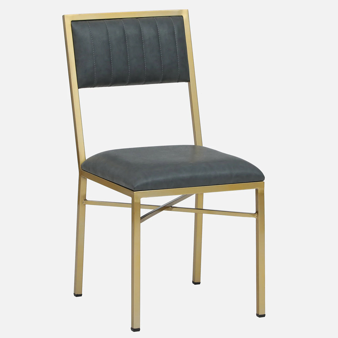Metallic Dining Chair with Leatherette Upholstery and Matt Gold Finish