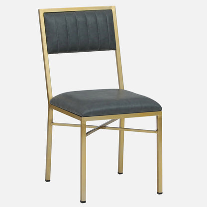 Metallic Dining Chair with Leatherette Upholstery and Matt Gold Finish