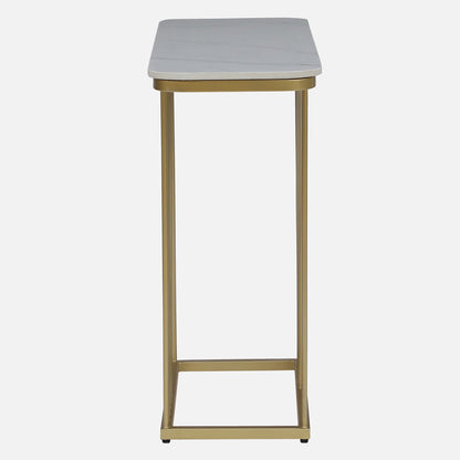 Metallic Electroplated Golden Console Table with White Porcelain Top - side view