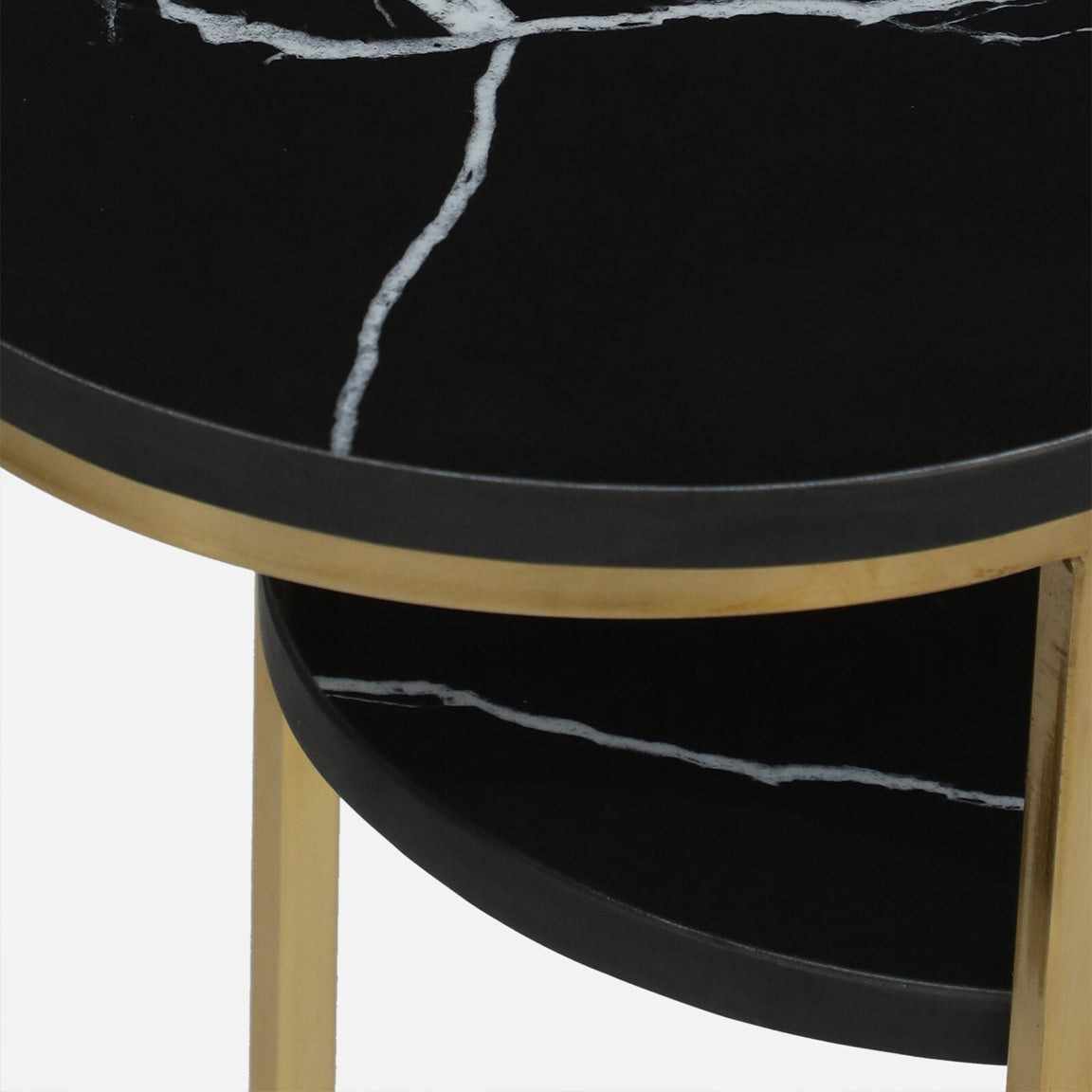 Metallic Golden Electroplated and Black Porcelian Top - close-up detail