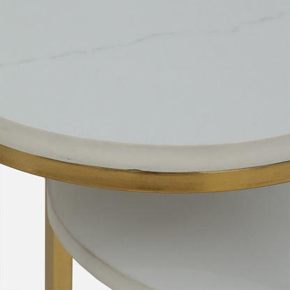 Metallic Golden Electroplated and White Porcelian Top - close-up detail