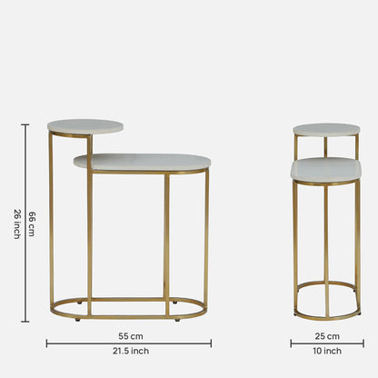 Metallic Golden Electroplated and White Porcelian Top - dimensions