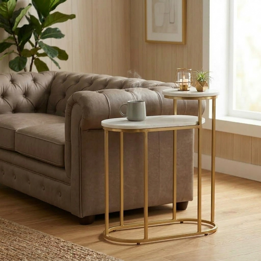 Metallic Golden Electroplated and White Porcelian Top - styled room view