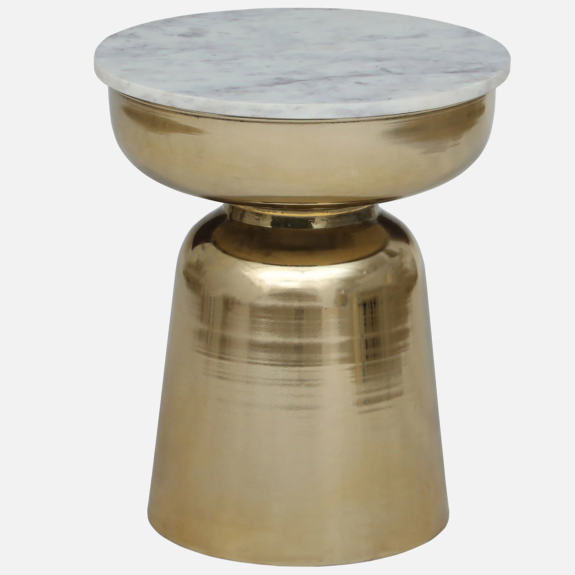 Metallic Golden Side Table with White Marble Top - alternate view 2