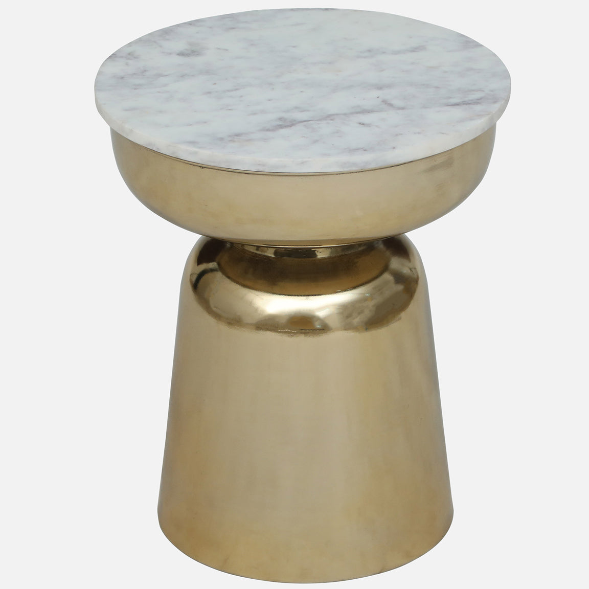 Metallic Golden Side Table with White Marble Top - upholstery detail