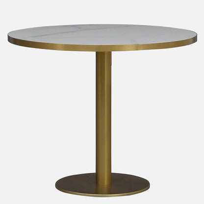 Metallic Round 4 Seater Dining Table with White Porcelain Top - alternate view 2