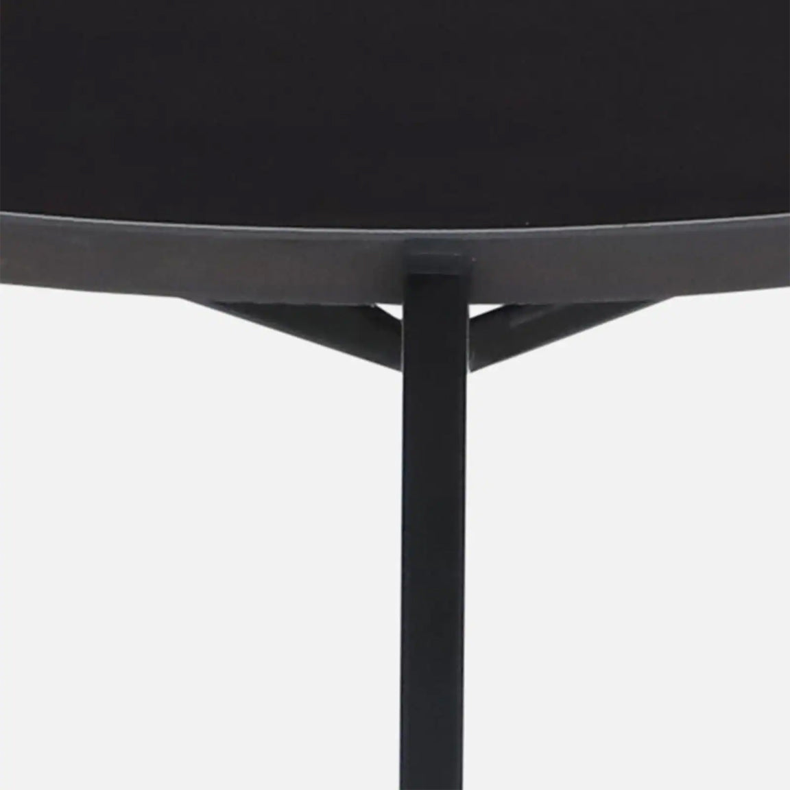 Metallic Side Table in Black Finish and Black Porcelain Top - close-up detail